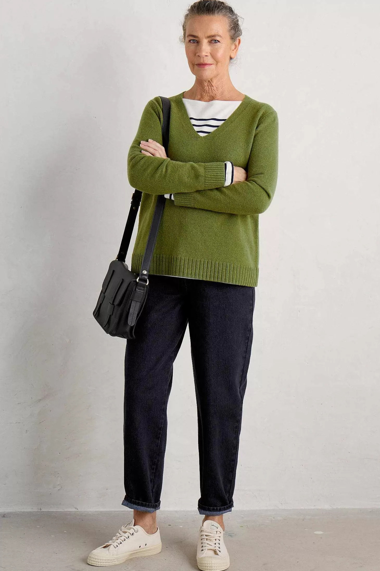 Women Seasalt Cornwall Hendra Lane V-Neck Jumper