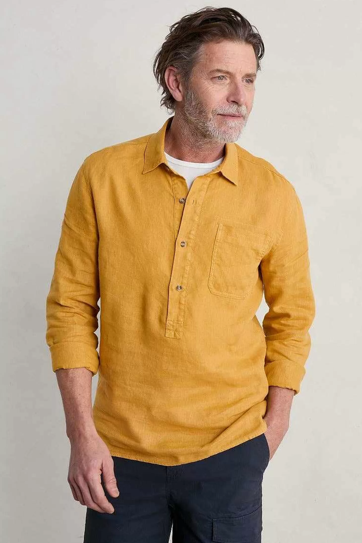 Men Seasalt Cornwall Men's Artist's Linen Shirt