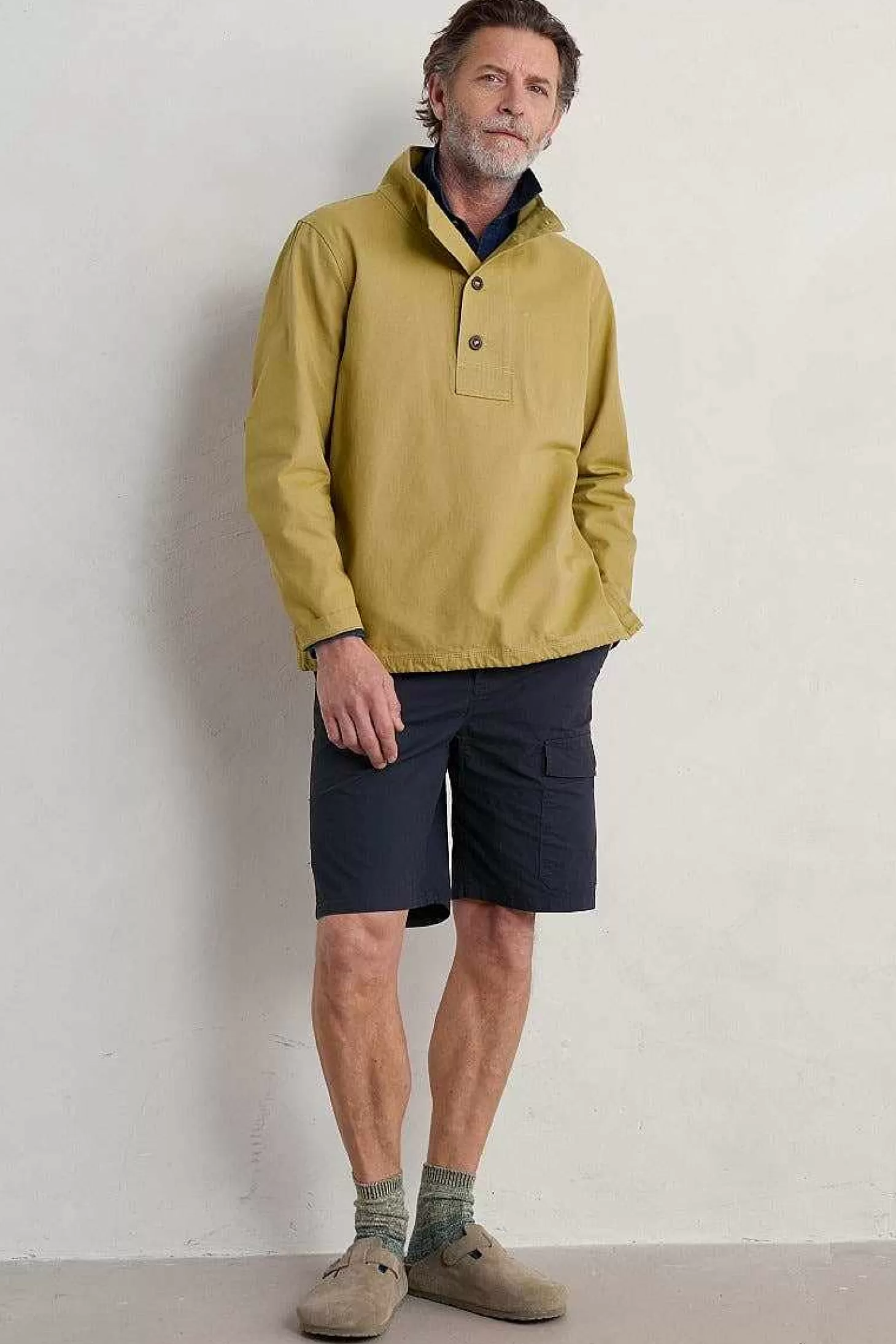 Men Seasalt Cornwall Men's Clay Stone Organic Cotton Pullover Smock