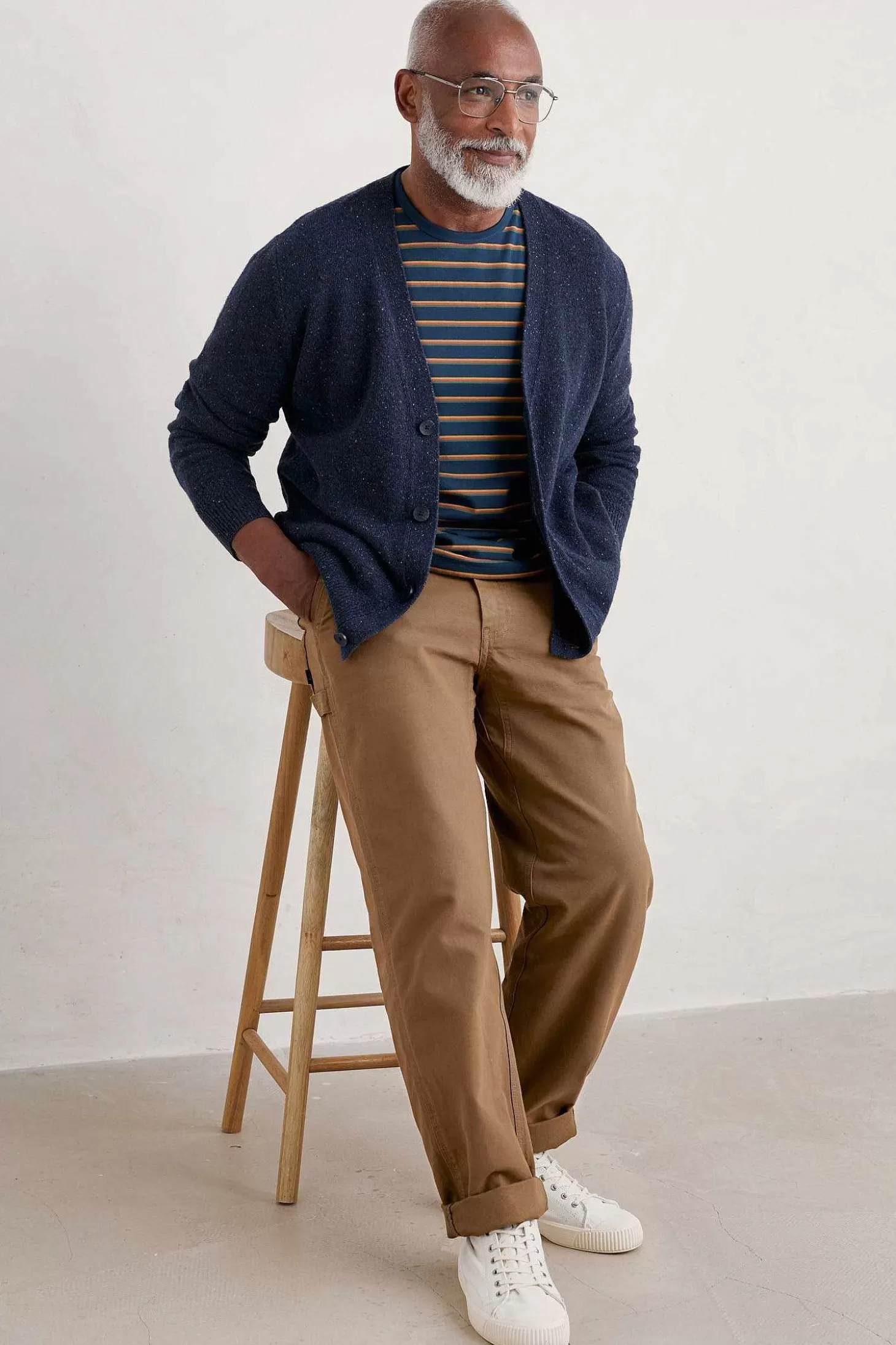 Men Seasalt Cornwall Men's Cleer Lambswool Blend Cardigan