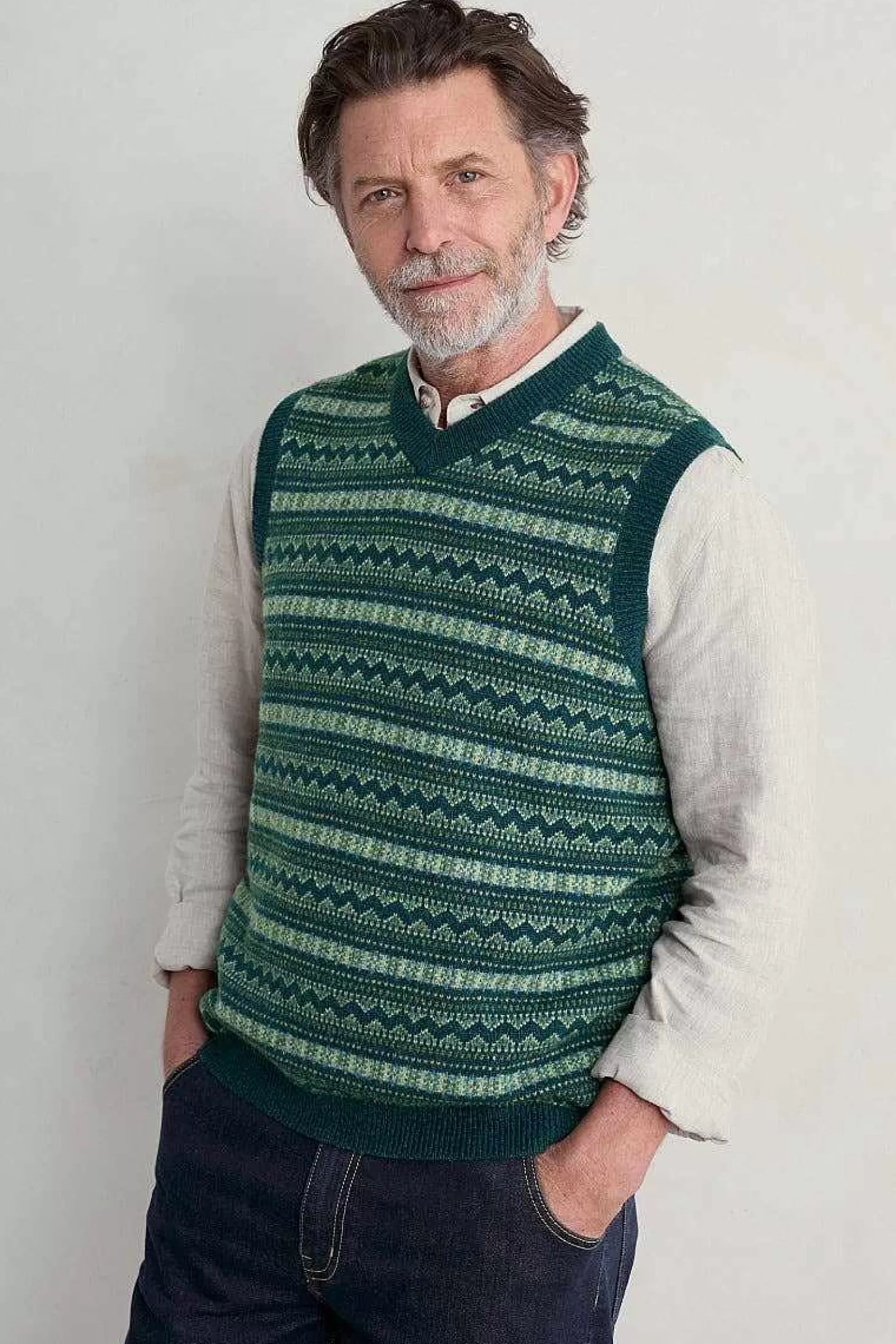 Men Seasalt Cornwall Men's Fair Isle Walt Vest