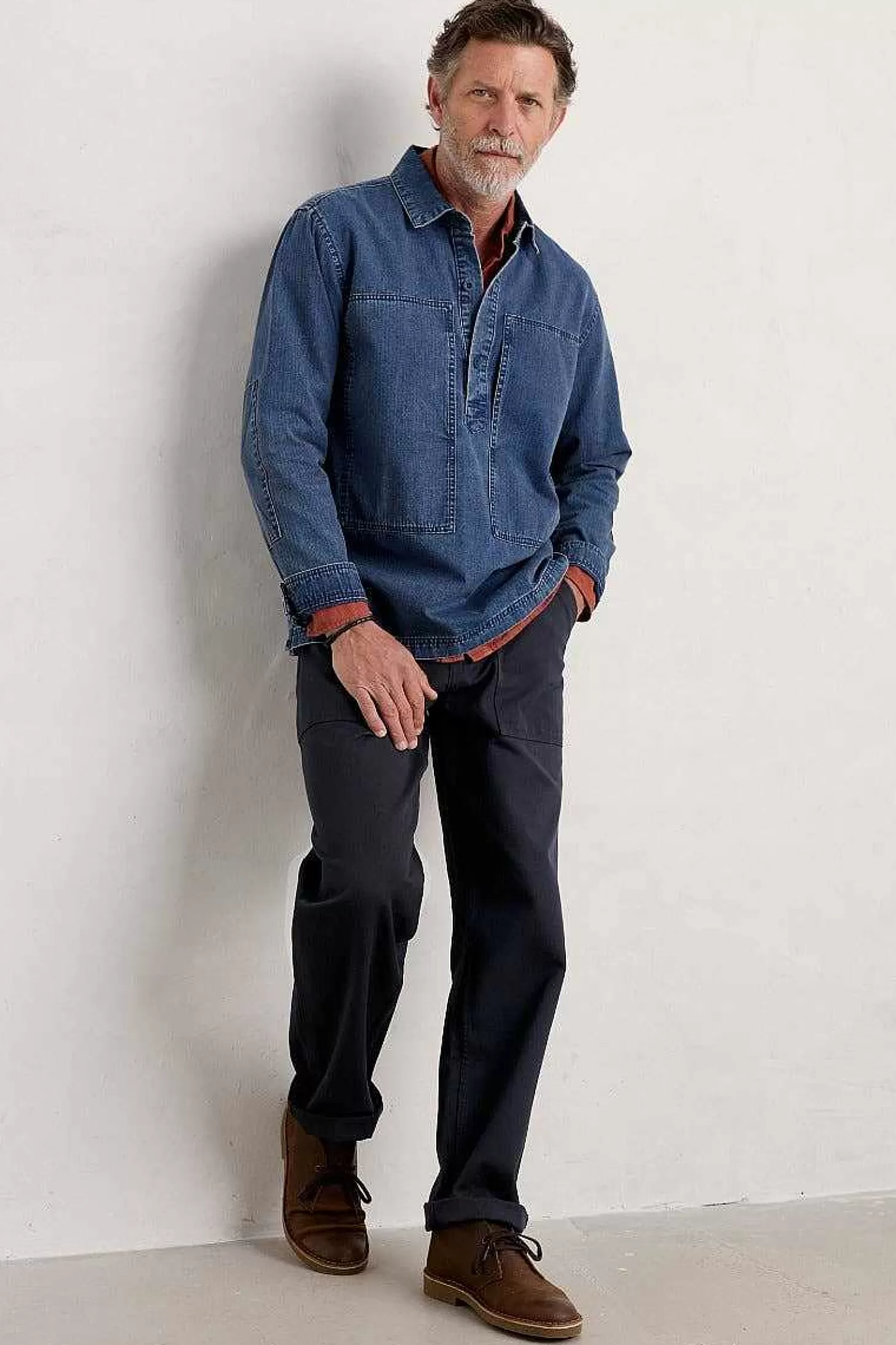 Men Seasalt Cornwall Men's Hawser Denim Overshirt