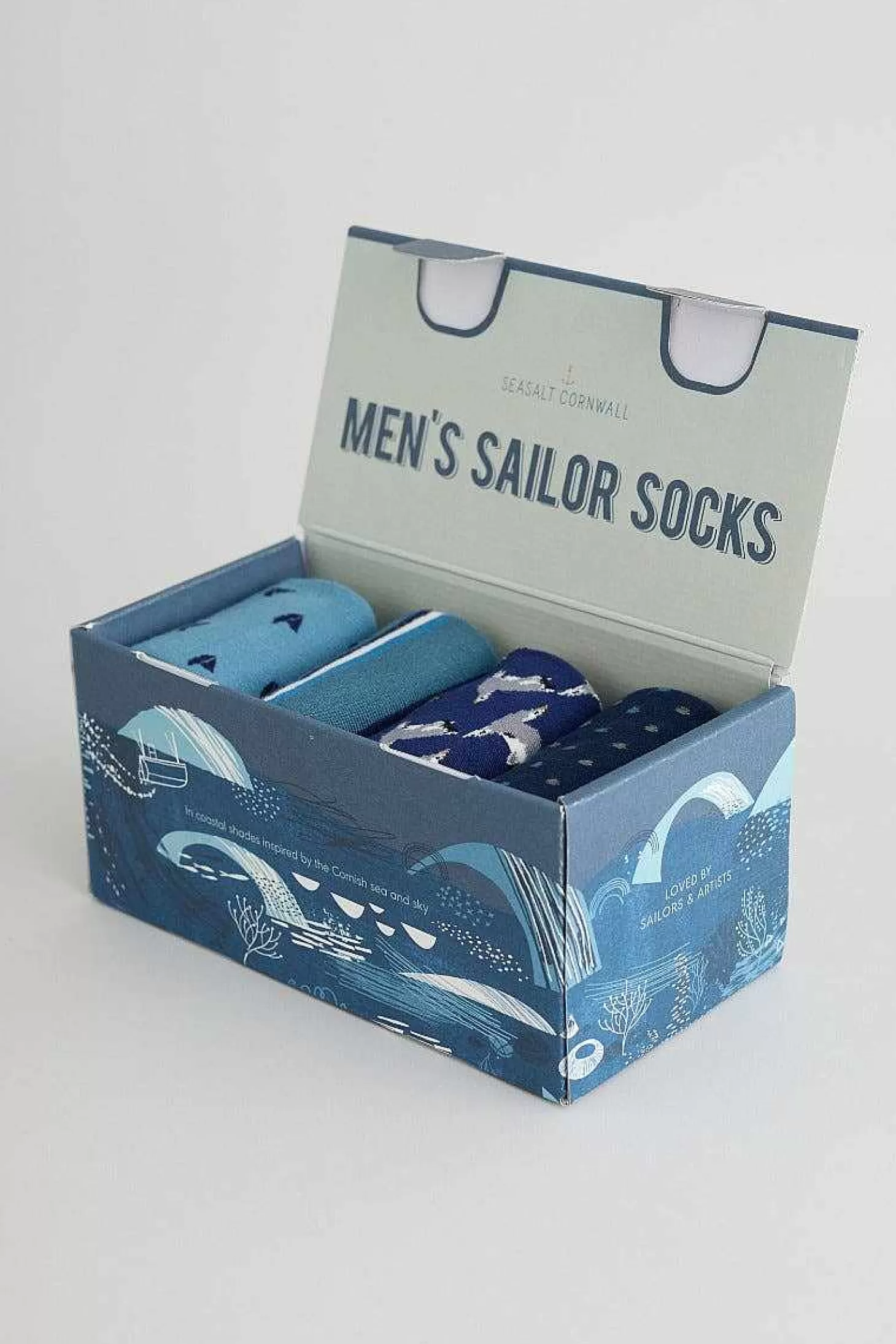 Men Seasalt Cornwall Men's Step Into The Blue Socks Box Of 4