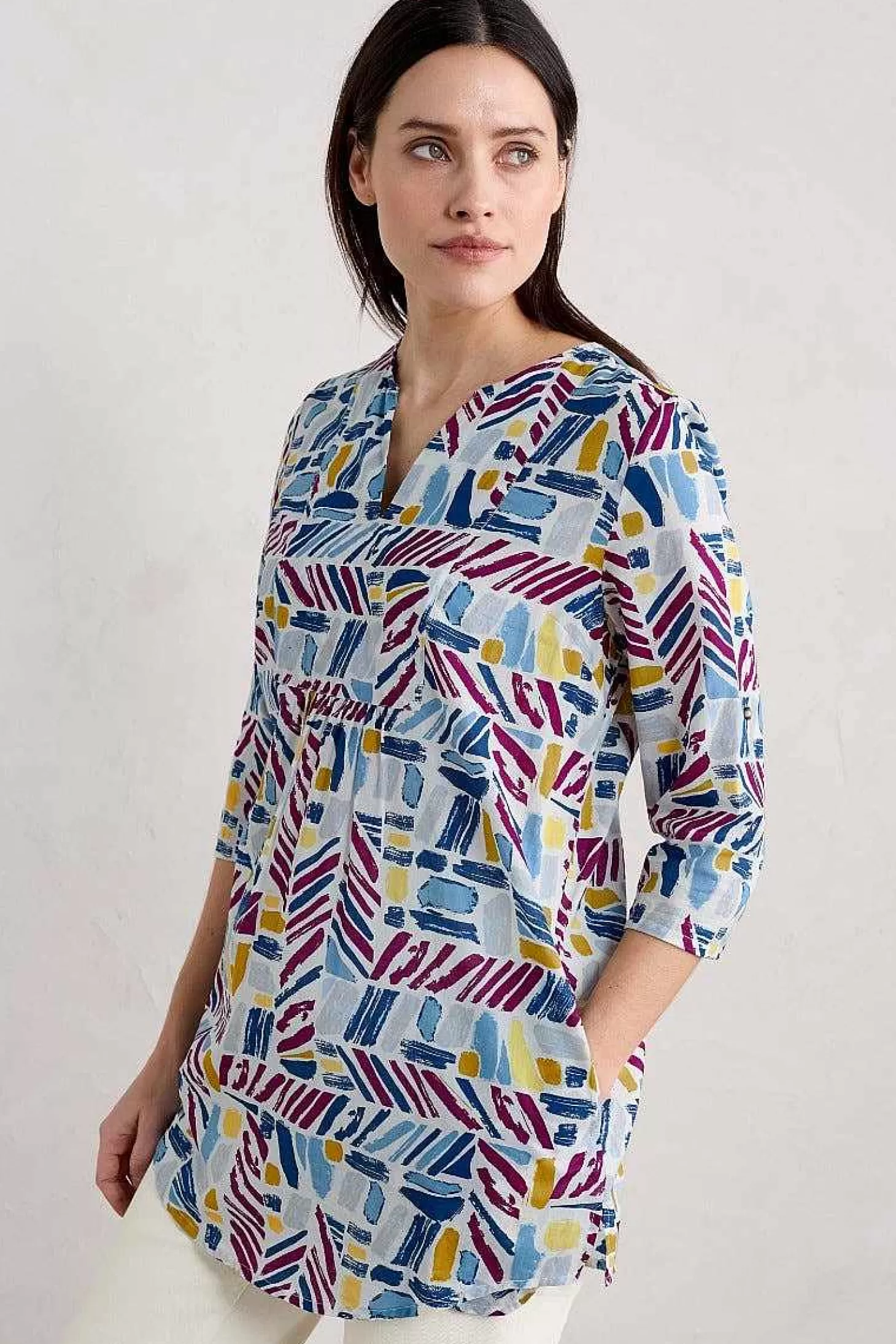 Women Seasalt Cornwall Op Art Organic Cotton Tunic Top