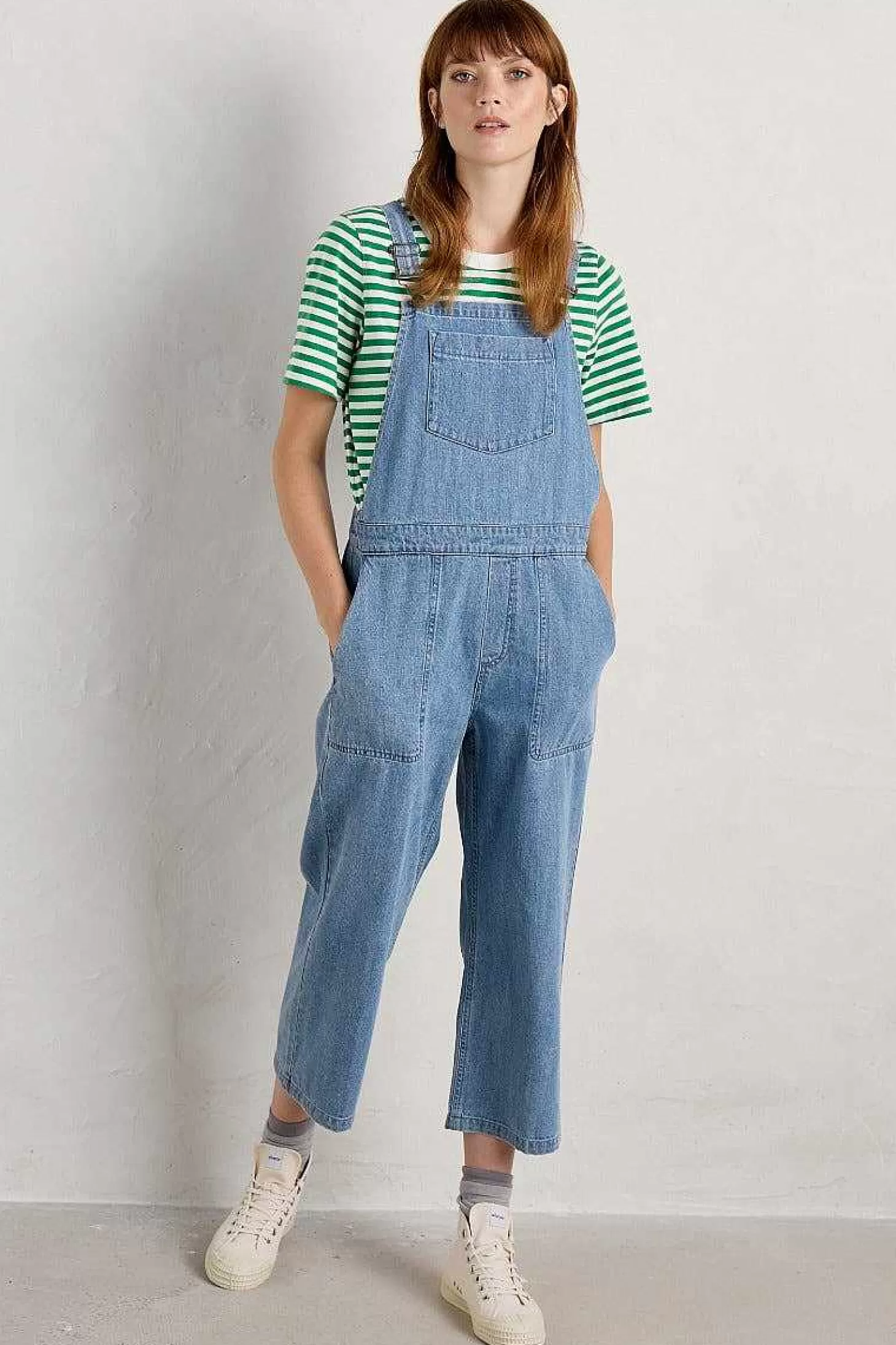 Women Seasalt Cornwall Porthallow Cove Wide Leg Denim Dungaree