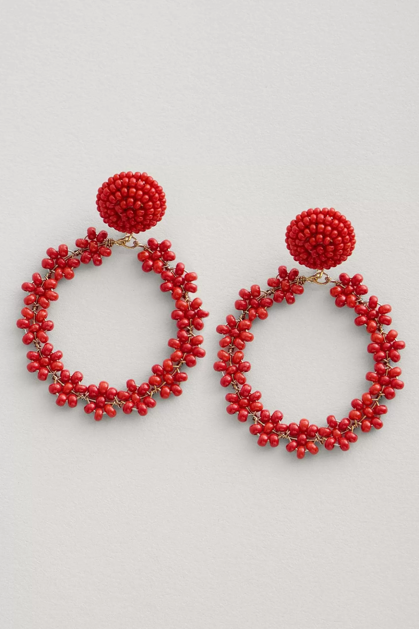 Women Seasalt Cornwall Redpoll Beaded Circle Earrings