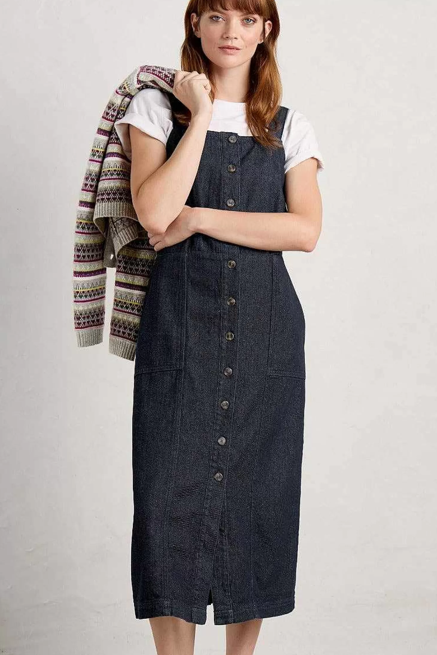 Women Seasalt Cornwall River Rock Midi Pinafore Dress