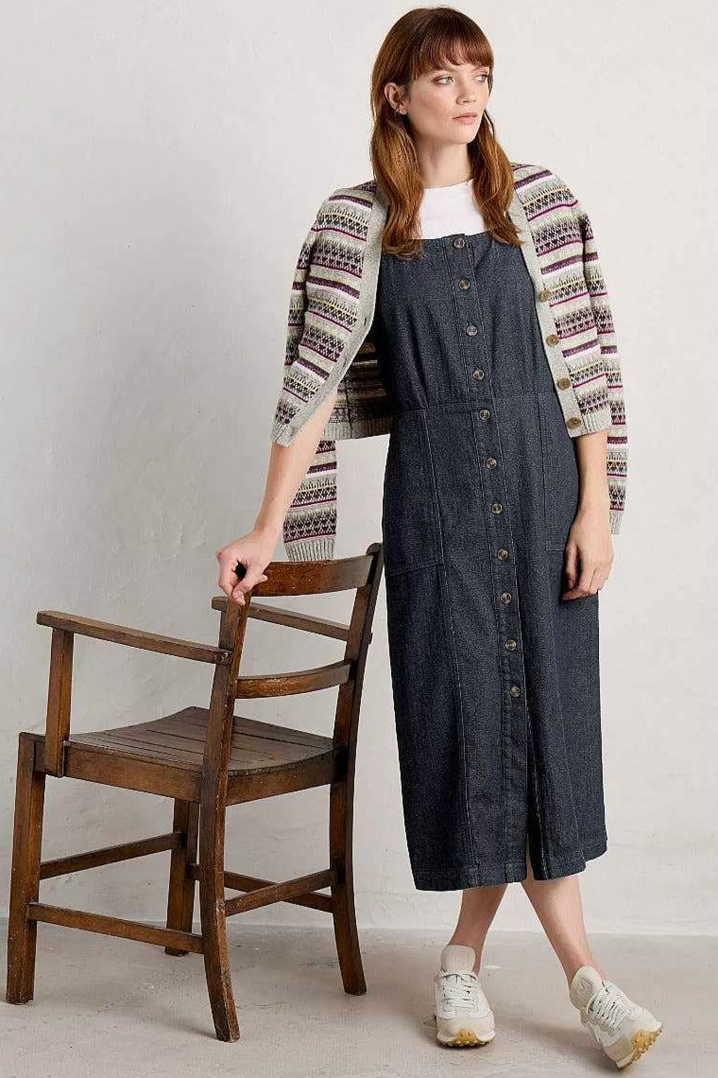 Women Seasalt Cornwall River Rock Midi Pinafore Dress