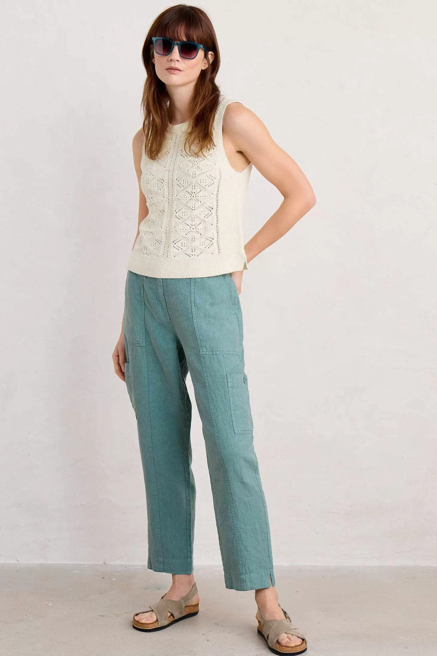 Women Seasalt Cornwall Rock Pipit Linen Trousers