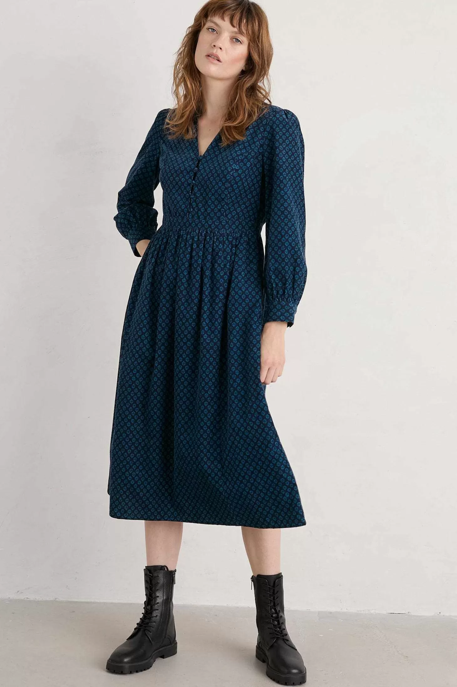 Women Seasalt Cornwall Rose Cottage Printed Cord Midi Dress