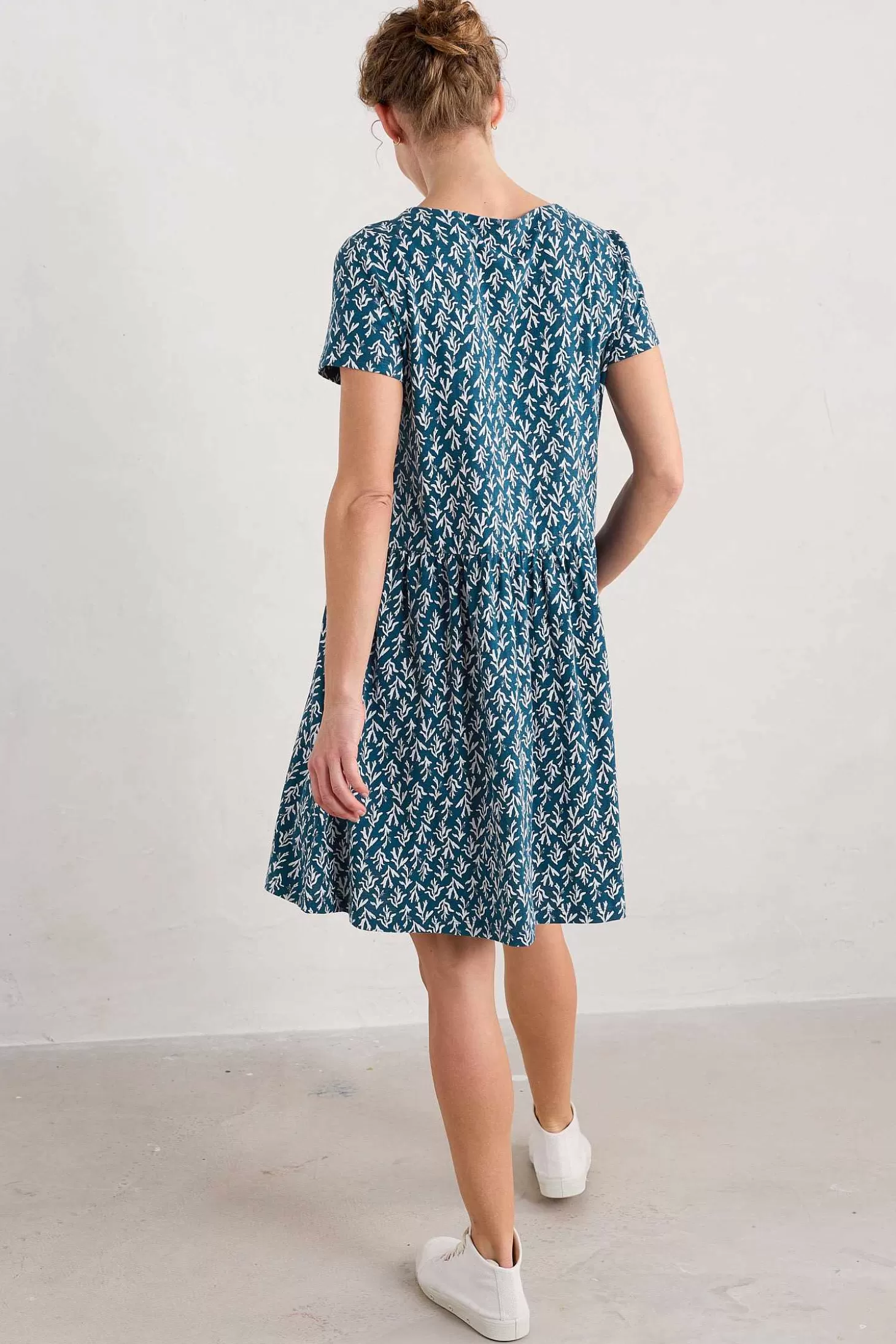 Women Seasalt Cornwall Sea Mirror Jersey Dress With Short Sleeves