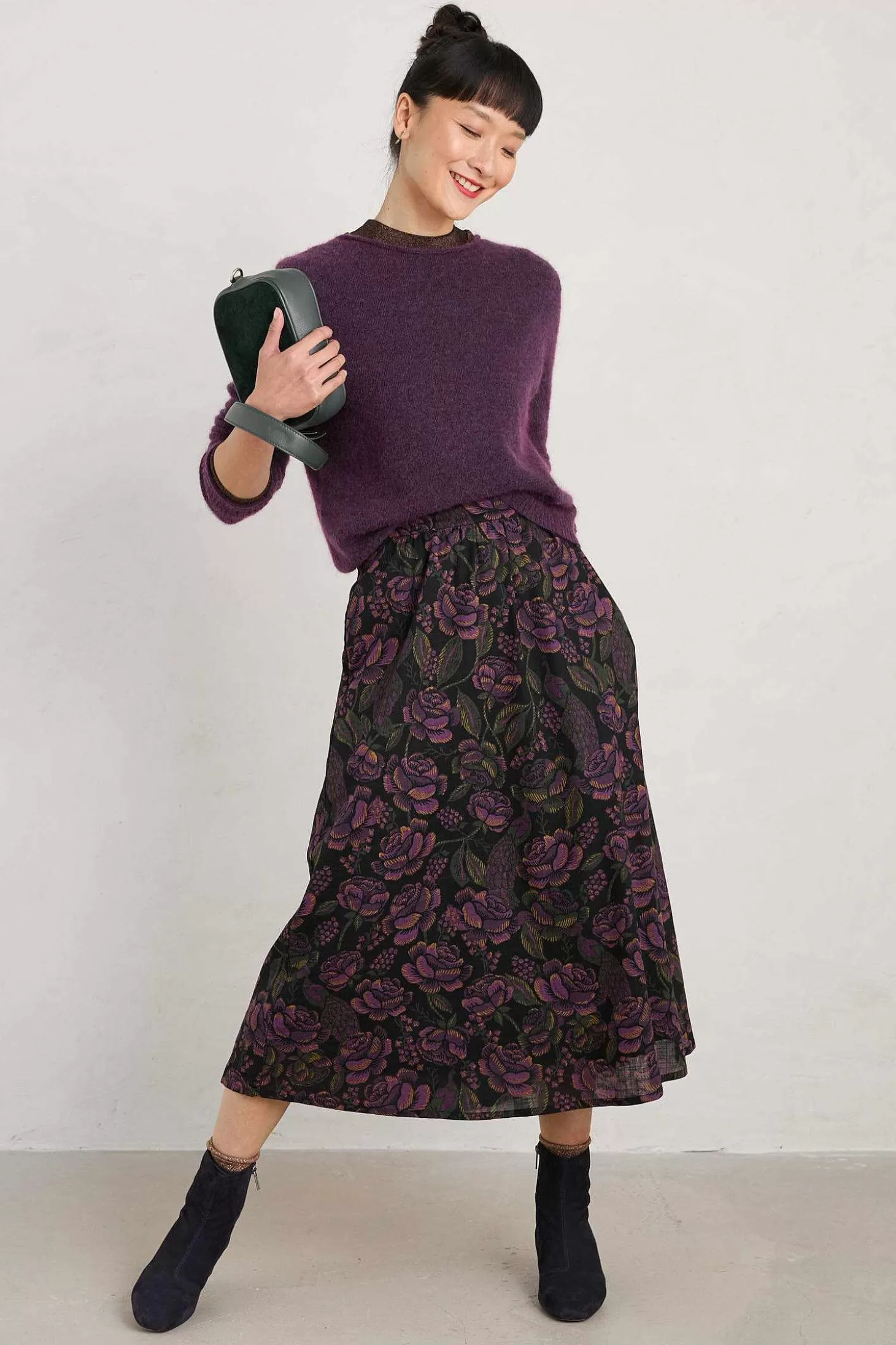 Women Seasalt Cornwall Tawny Owl Midi Skirt