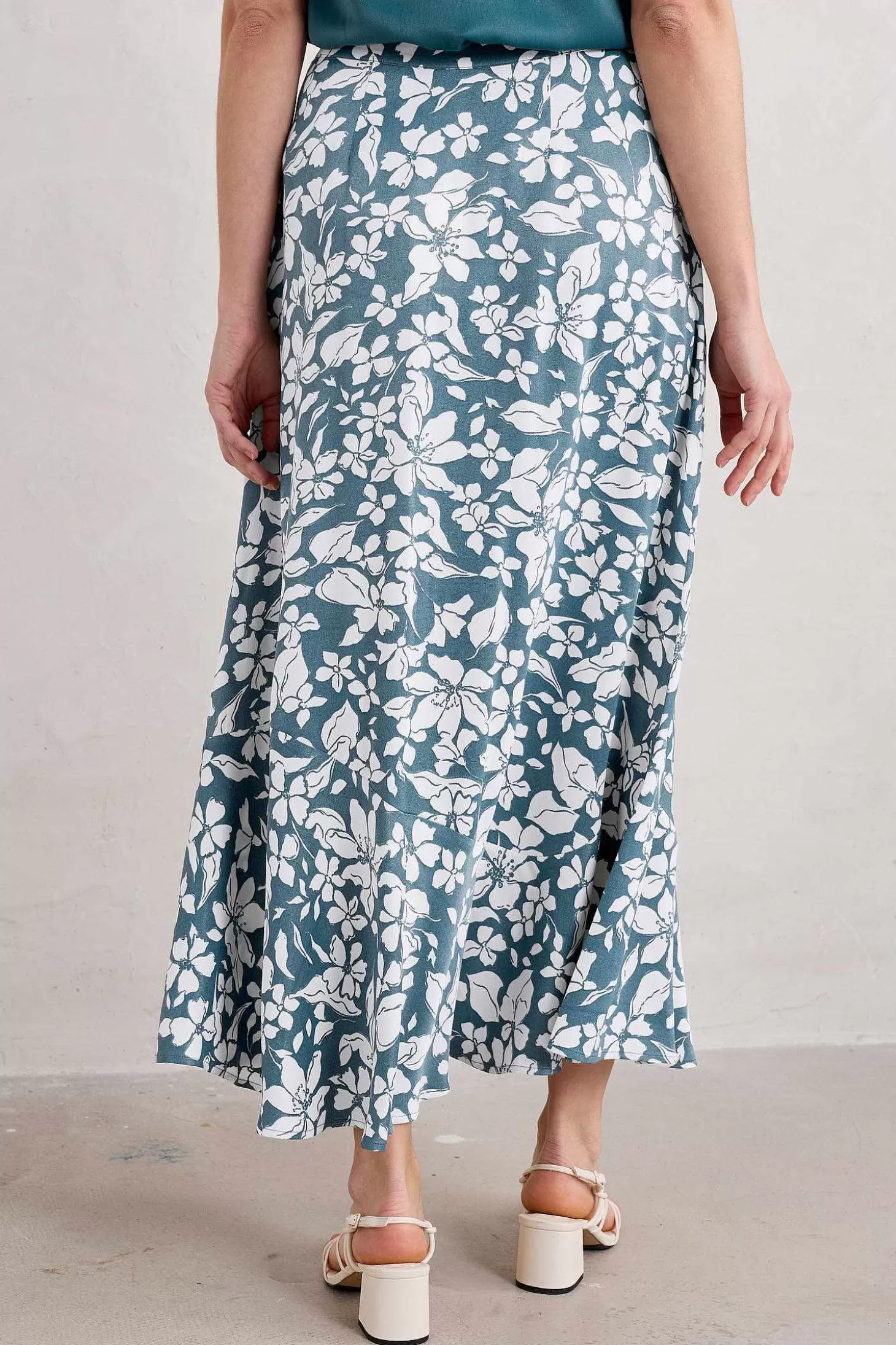 Women Seasalt Cornwall Temple Printed Satin Midi Skirt