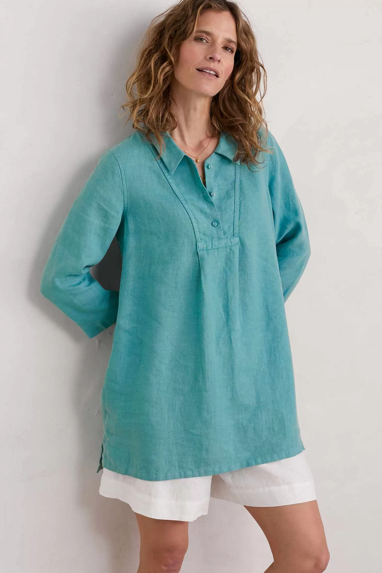 Women Seasalt Cornwall Tide Clock 3/4 Sleeve Tunic