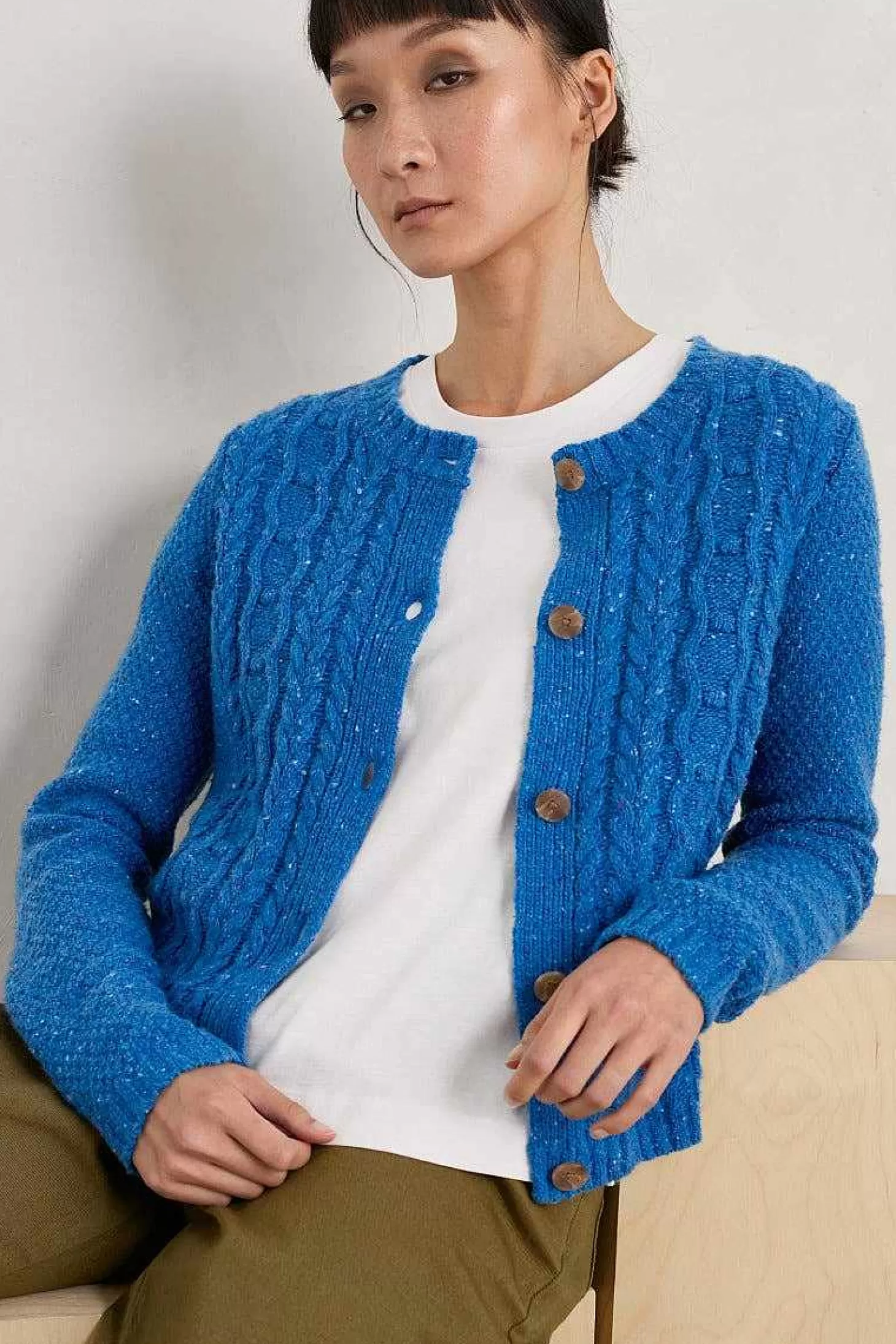 Women Seasalt Cornwall Tressa Merino Blend Cable Knit Cardigan