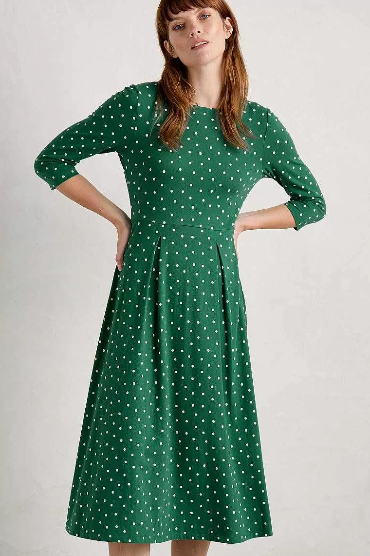 Women Seasalt Cornwall Wild Bouquet 3/4 Sleeve Midi Dress