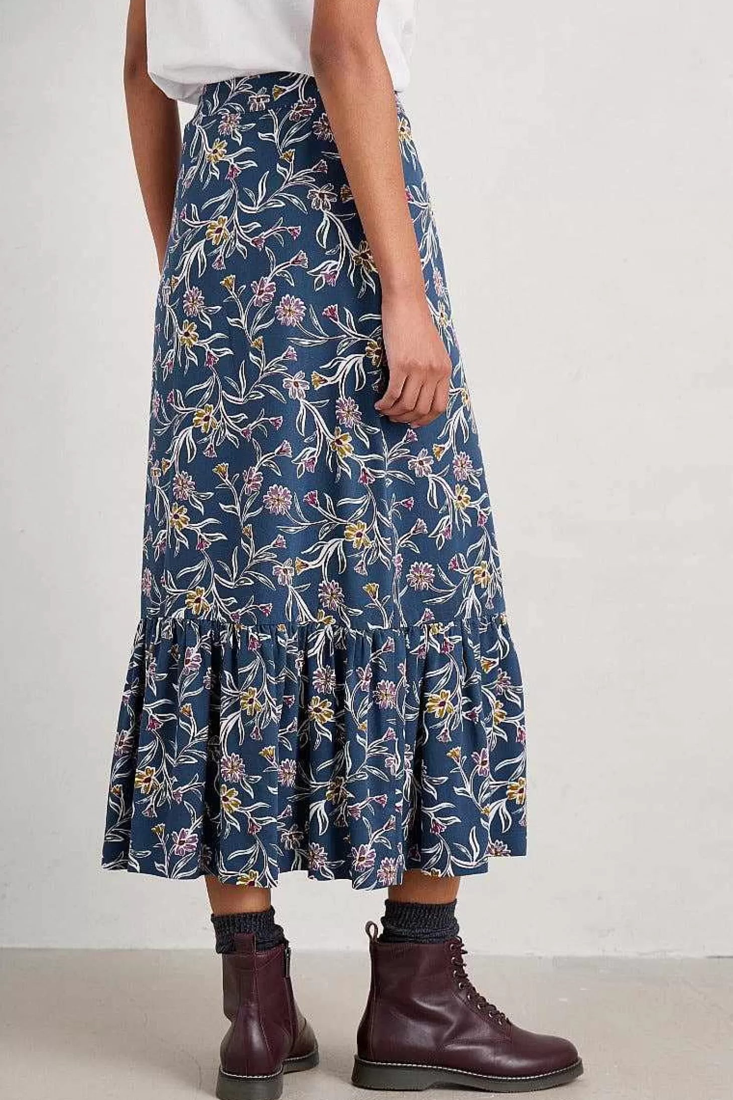 Women Seasalt Cornwall Wildflower Field Tiered Midi Skirt